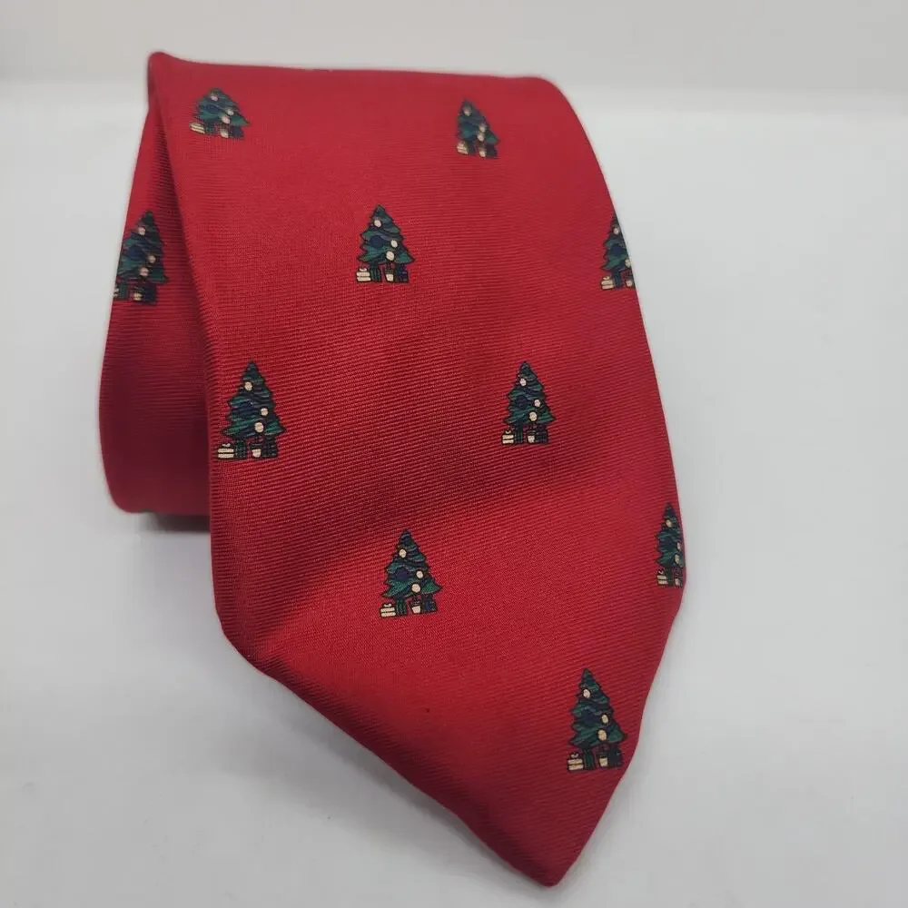 Vintage John Henry & Wembley Christmas Tie Lot Mens Red Silk Santa Tree